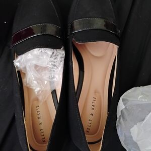 Kelly & Katie Black Patent Trim Loafers